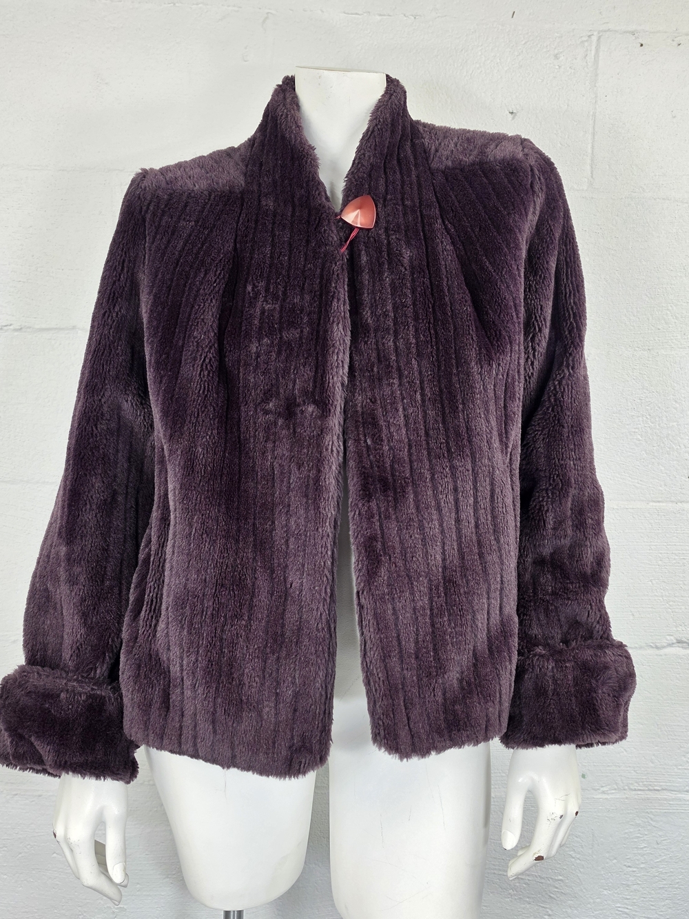 Vintage Plush Faux Fur Jacket - Deep Plum